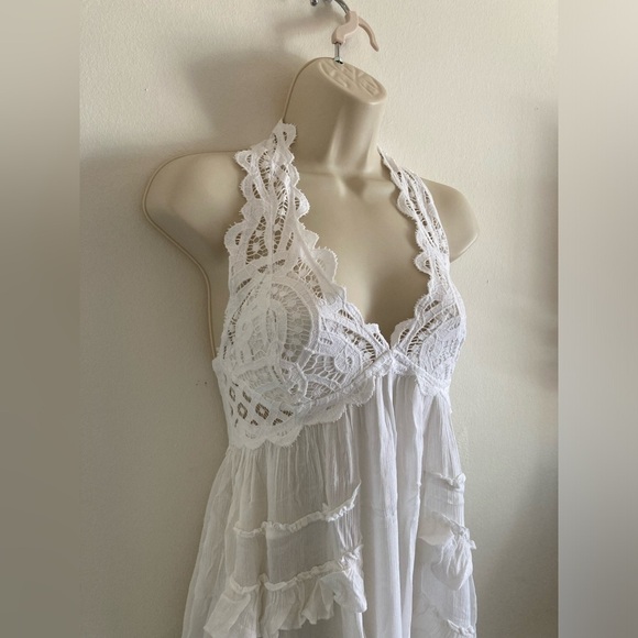 Free People Adella Halter Mini Slip Dress Medium White NWT - Picture 8 of 13